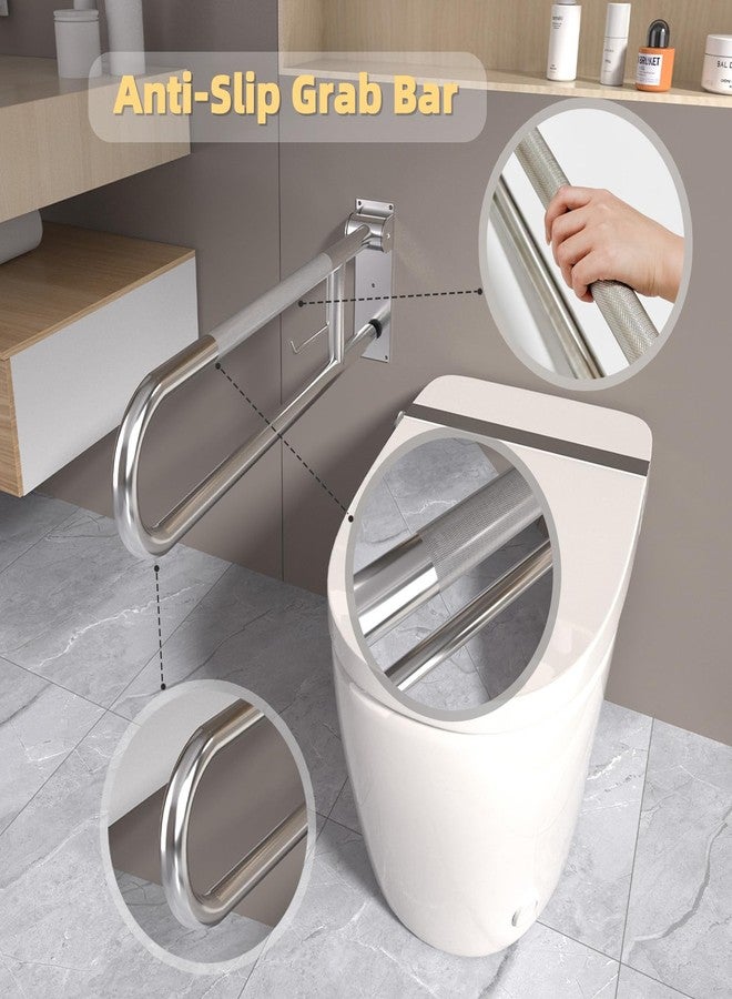 Bmoytu Toilet Grab Bar, Fold Down Grab Bar with Paper Holder, Knurled Anti-Slip Grab Bars for Toilet, Stainless Steel Handrails Toilet for Seniors Disabled Elderly Pregnant, Brushed Nickel, 30 Inch - Image 5