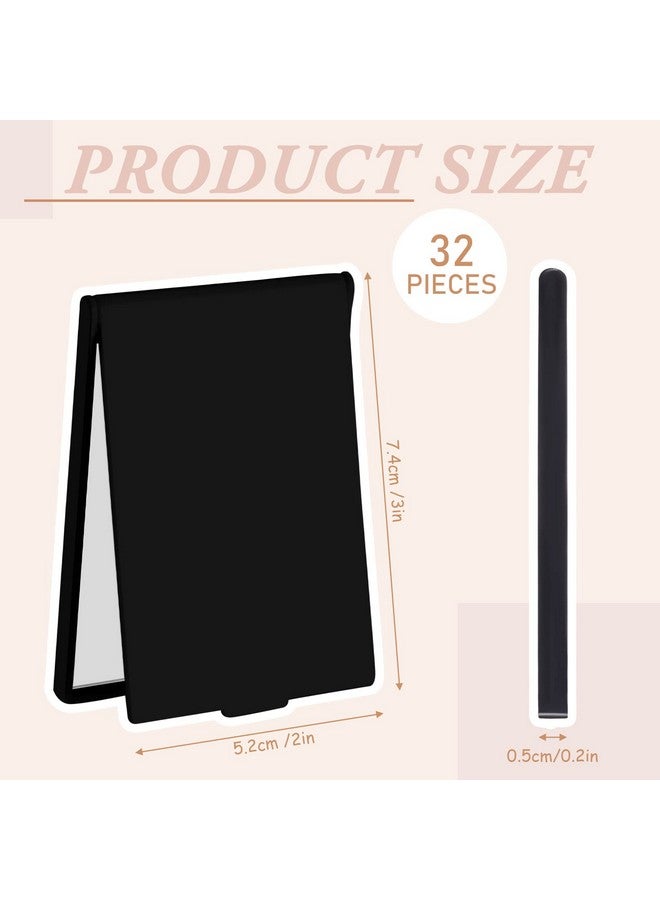كويكاي 32 قطعة 2 × 3 × 0.2 بوصة مرآة مكياج صغيرة قابلة للطي مرآة جيب للسفر مرآة محمولة قابلة للطي مستطيلة مدمجة مرآة واقفة مرآة مستحضرات التجميل للنساء والفتيات (أسود) - Image 2