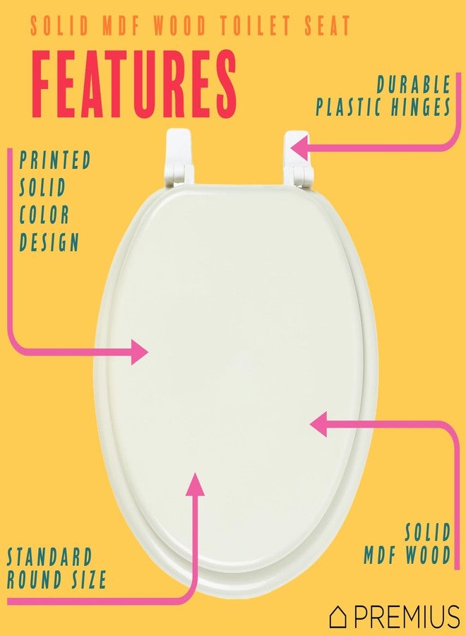 PREMIUS Wood Toilet Seat By PREMIUS, Standard Round, 17 Inches, MDF Wood Construction, Solid Color Design, Durable Plastic Hinges, Easy Installation, Comfort Seat, Smooth Finish, Easy to Clean (Beige) - Image 2