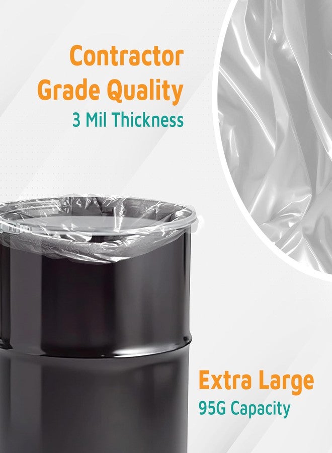 PlasticMill Contractor Bags Heavy Duty - Commercial, Industrial Garbage Bags - Clear Construction Trash Bags - Outdoor, Garden Trash Bags, 95-Gallon, 3 Mil, 61"x68" (10-Count) - Image 3
