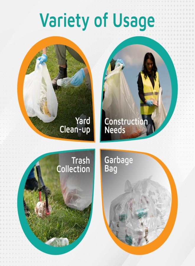 PlasticMill Contractor Bags Heavy Duty - Commercial, Industrial Garbage Bags - Clear Construction Trash Bags - Outdoor, Garden Trash Bags, 95-Gallon, 3 Mil, 61"x68" (10-Count) - Image 4
