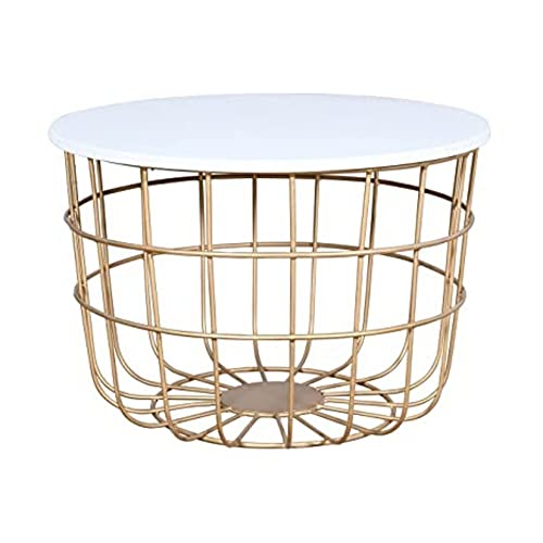 Priti- Round Golden Coffee Table for Living Room Central Table- Golden (Engineered Wood) - Image 1