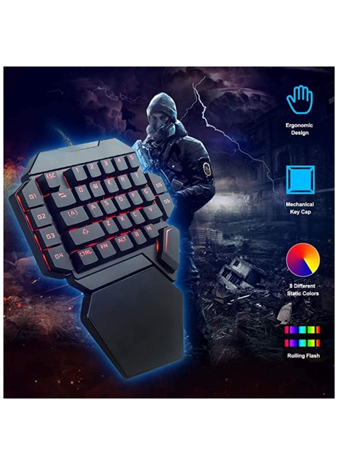 KASTWAVE One-Handed RGB Mechanical Keyboard Ergonomic Half Gaming Keyboard 35 Keys with Rainbow Backlit Keyboard Wired Gaming Keypad Mini USB Keyboard Single Hand Game Controller with Wrist Rest Support  - Image 2
