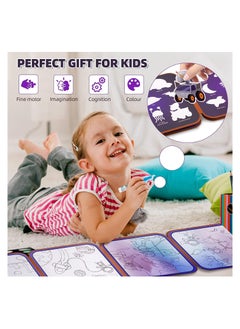 KASTWAVE Reusable Water Colouring Books 2 in 1 Kids Magic Coloring Books with Pen and Stickers Books Animal Space Sticker Book  - Image 3