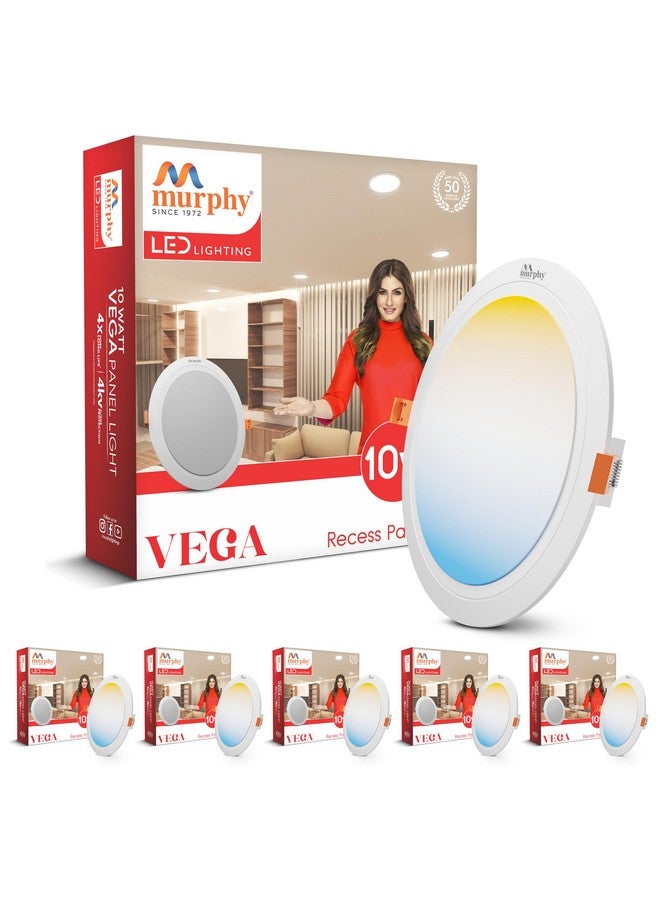 Murphy 10W Vega 3-in-1 Round LED Panel Ceiling Color Changing Light (Cool White/Warm White/Natural White, Pack of 6) - Image 1