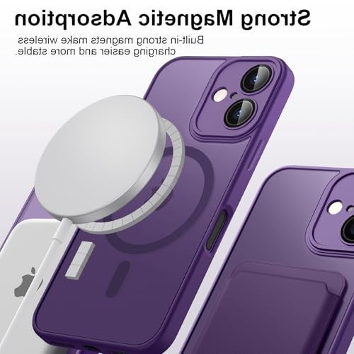 Tobfit Silicone Magnetic Case For iPhone 16 6.1-Inch Compatible With Magsafe, Translucent Matte Back Slim Shockproof Case Phone Cover For iPhone 16,Dark Purple - Image 4