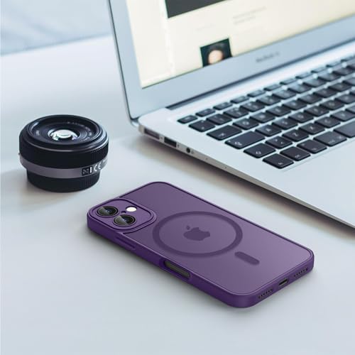 Tobfit Silicone Magnetic Case For iPhone 16 6.1-Inch Compatible With Magsafe, Translucent Matte Back Slim Shockproof Case Phone Cover For iPhone 16,Dark Purple - Image 5
