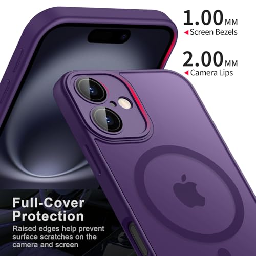 Tobfit Silicone Magnetic Case For iPhone 16 6.1-Inch Compatible With Magsafe, Translucent Matte Back Slim Shockproof Case Phone Cover For iPhone 16,Dark Purple - Image 2