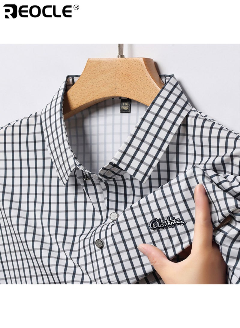 ريوكل قميص رجالي بأكمام قصيرة بتصميم شبكي، مقاس ضيق، قميص خفيف الوزن - Image 5