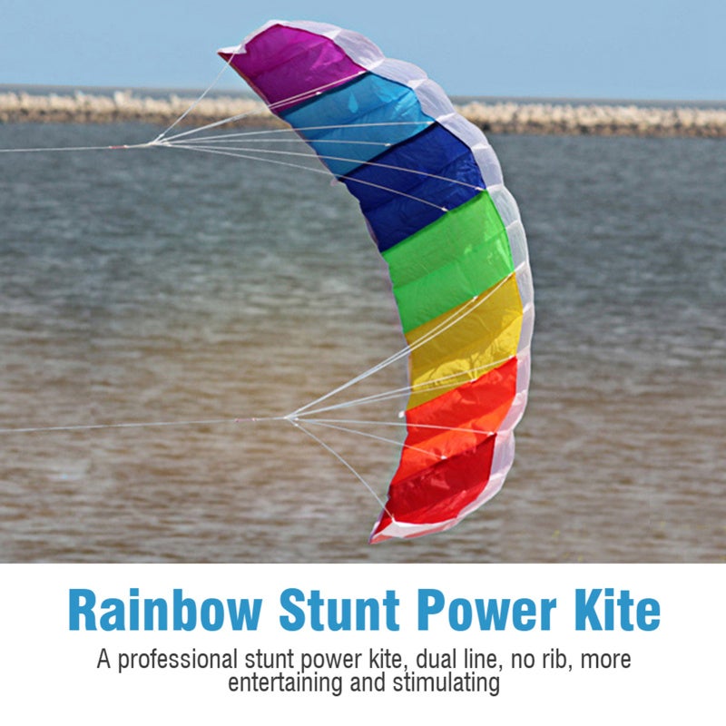 Dual Line Kite 1.4 Meters Abrasion Resistant Long Lasting - Multi‑Color Unique Beautiful Stunt Power Kite for Open Area Outdoor Seaside Beach Park Grassland - Image 1