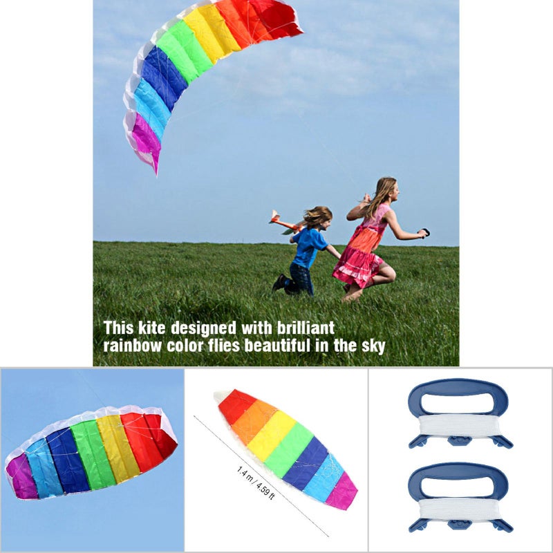 Dual Line Kite 1.4 Meters Abrasion Resistant Long Lasting - Multi‑Color Unique Beautiful Stunt Power Kite for Open Area Outdoor Seaside Beach Park Grassland - Image 2