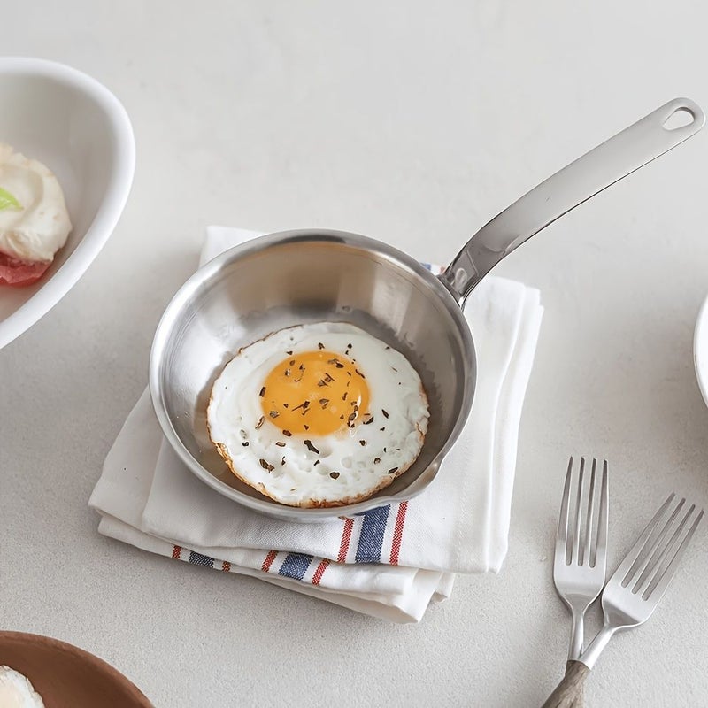 High Quality Stainless Steel Small Frying Pan 4.72 Inch Mini Egg Pan Non Stick Long Handle Saucepot For Heating Pouring Oil Milk Butter - Image 1