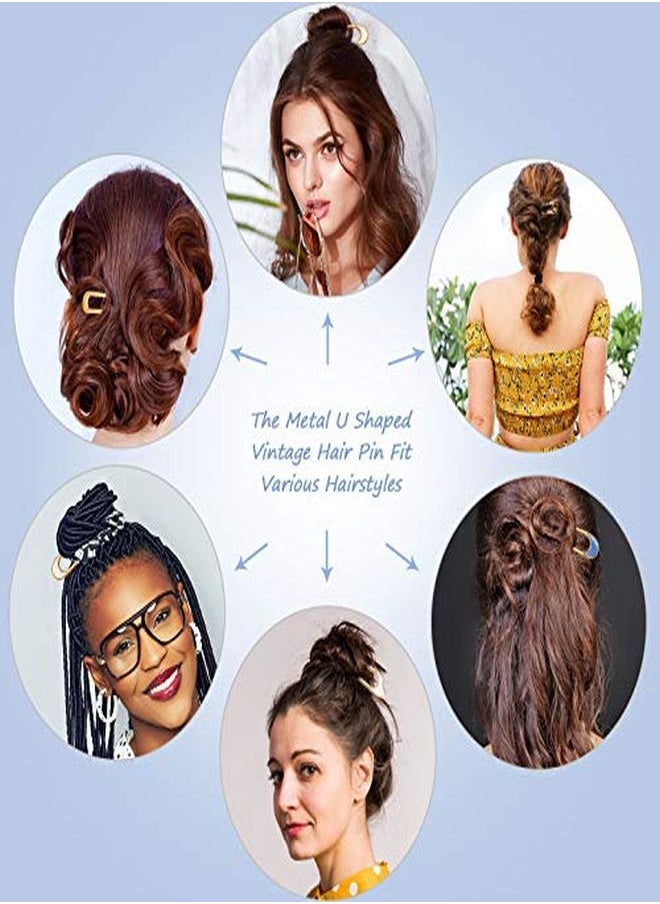 Chuangdi - 8 Pieces U-Shaped Hairpin French Style Hair Stick Tortoise Shell Metal Hair Pin Fork Sticks With 2 Prongs Updo Chignon Pins Hair Styling Accessories For Women Girls (Light Tortoise, Tortoise Shell) - Image 1