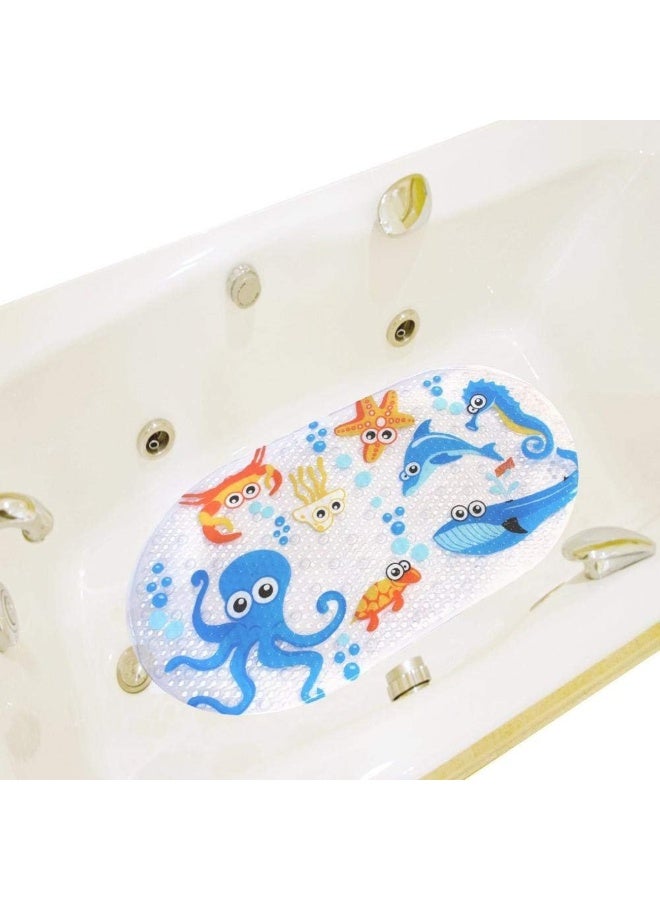 1pcs طفل حمام حصيرة، حمام حصيرة غير انزلاق مكافحة العفن، كرتون حمام حصيرة حمام حصيرة للأطفال الصغار سلامة حمام حوض استحمام حصيرة مع أكواب امتصاص، البيئية PVC (69 × 39 سم) - Image 3