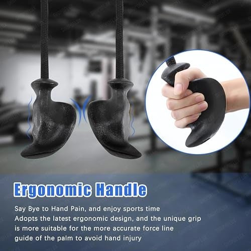 SHOPOFLUX Tricep Rope with Ergonomic Handles, 36 Inch Tricep Pull Down Rope for Cable Machine, Pulley System, Triceps Rope Cable Attachment for Gym, Home (Black- Tricep Rope) - Image 4