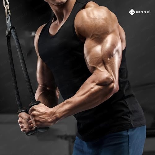 SHOPOFLUX Tricep Rope with Ergonomic Handles, 36 Inch Tricep Pull Down Rope for Cable Machine, Pulley System, Triceps Rope Cable Attachment for Gym, Home (Black- Tricep Rope) - Image 5