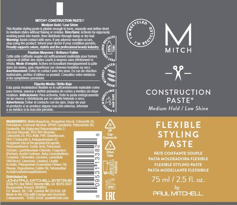 MITCH by Paul Mitchell Construction Paste for Men, Medium Hold, Low Shine, For All Hair Types + Short to Medium Hair, 2.5 fl. oz. - Image 5