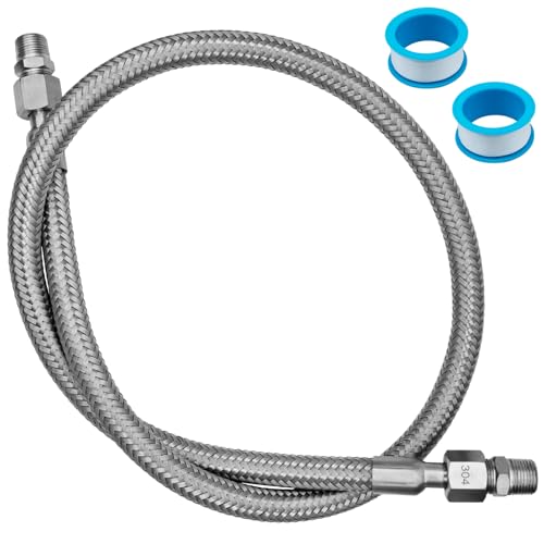 HTYPX Compressor Jumper Hose 38 NPT Male Tube 40 Length 750F450 PSI Freely Rotating Stainless Steel Metal Hose with Accessory Connectors on both Sides - Image 1