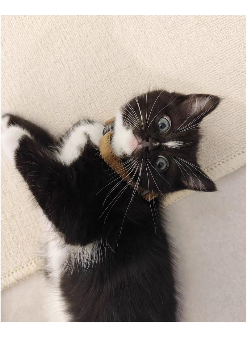 CMGTYYD. طوق قطط فروي منفصل مع جرس، طوق قطط صغير قابل للتعديل من 7.87 بوصة إلى 11.78 بوصة، مناسب لجميع أنواع القطط والكلاب الصغيرة (م، بني وأبيض) - Image 2