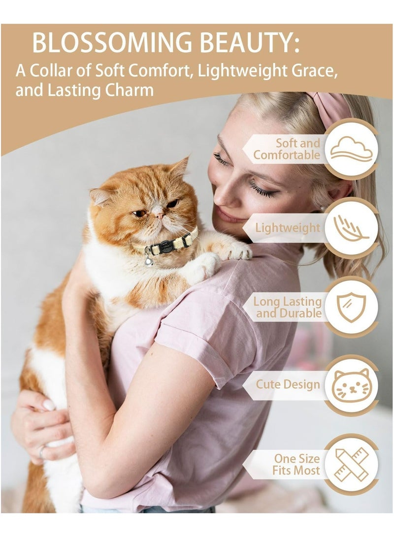CMGTYYD. طوق قطط فروي منفصل مع جرس، طوق قطط صغير قابل للتعديل من 7.87 بوصة إلى 11.78 بوصة، مناسب لجميع أنواع القطط والكلاب الصغيرة (م، بني وأبيض) - Image 3
