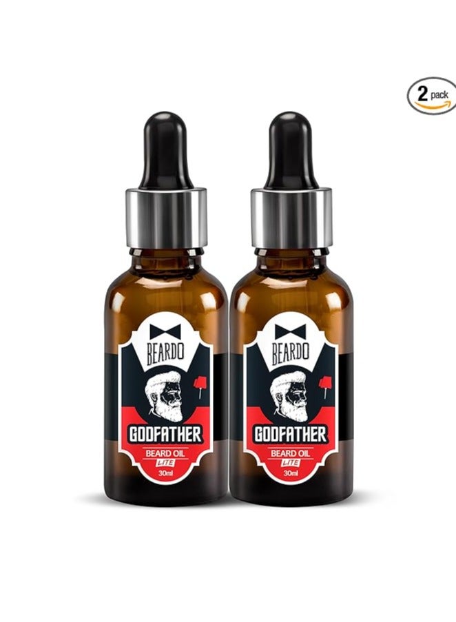 BEARDO Beardo Godfather Lite Beard and Moustache Oil (30 ml x Pack of 2) | Beard Oil for men | Non-Sticky, Light; Almond Oil, Aloe vera, Vitamin E, Shiny Nourished Beards - Image 1