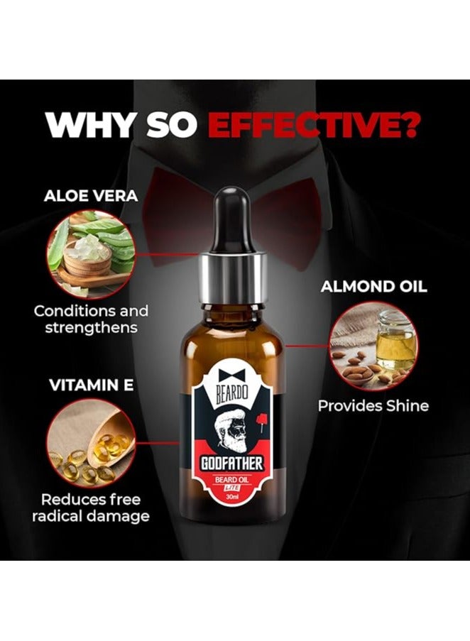 BEARDO Beardo Godfather Lite Beard and Moustache Oil (30 ml x Pack of 2) | Beard Oil for men | Non-Sticky, Light; Almond Oil, Aloe vera, Vitamin E, Shiny Nourished Beards - Image 4