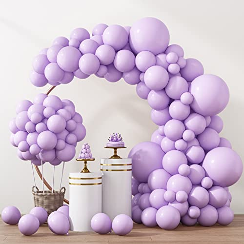 RUBFAC 129pcs Pastel Purple Balloon Arch Kit Different Sizes 18 12 10 5 Inches Light Purple Lavender Balloons Garland for Birthday Baby Shower Gender Reveal Wedding Party Decoration - Image 1