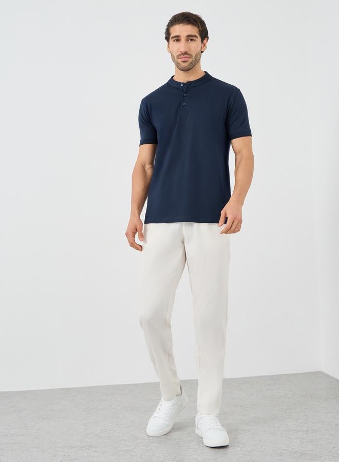 Styli Styli Short Sleeve Mandarin Collar Polo T-Shirt  - Image 2