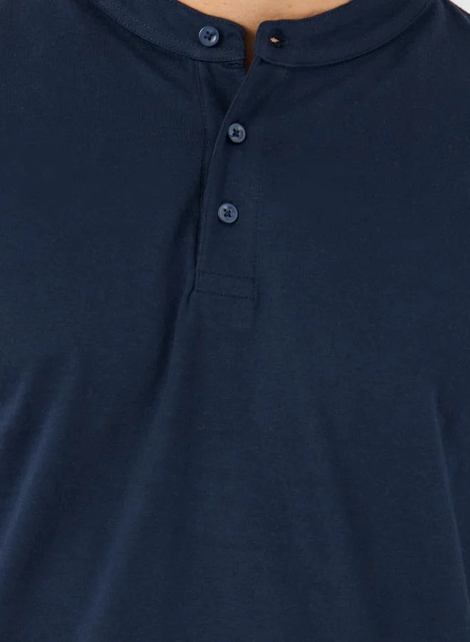 Styli Styli Short Sleeve Mandarin Collar Polo T-Shirt