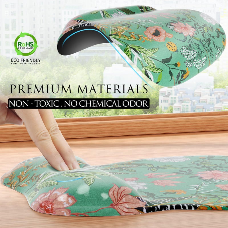 MROCO Ergonomic Mouse Pad with Gel Wrist Rest, Smooth Wrist Support Surface, Non-Slip PU Base for Pain Relief, Comfortable Mousepad for Computer, Laptop, Office & Home, 9.4 x 8.1 in, Garden Whispers - Image 5