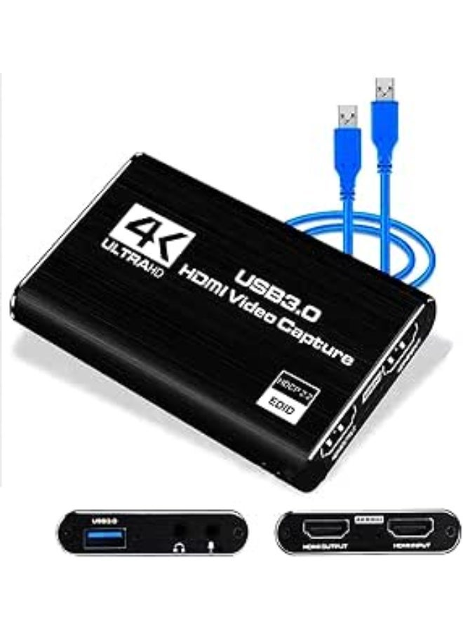 4K HDMI to USB 3.0 Video and Audio Capture Card - Portable Device for Live Streaming and 1080P Game Recording with No Lag - Image 1