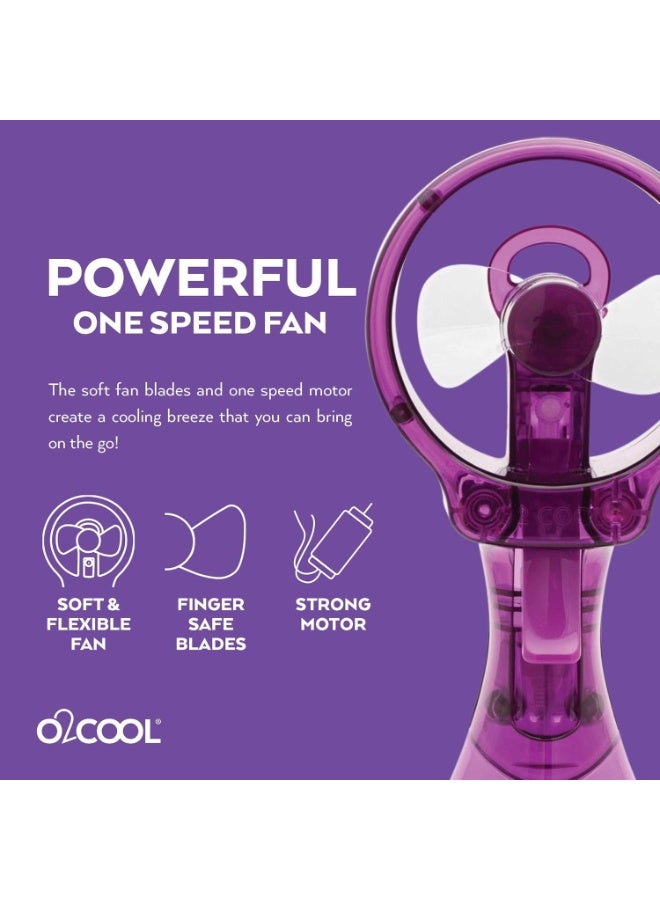 مروحة رش صغيرة محمولة O2COOL، نظام تبريد شخصي محمول يعمل بالبطارية، لون أرجواني - Image 3