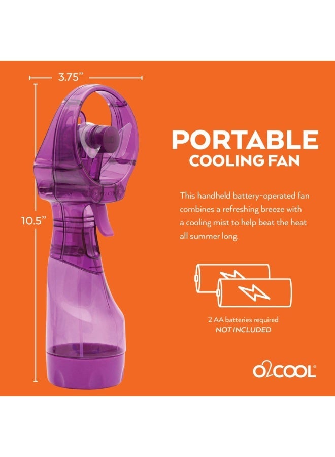 مروحة رش صغيرة محمولة O2COOL، نظام تبريد شخصي محمول يعمل بالبطارية، لون أرجواني - Image 2