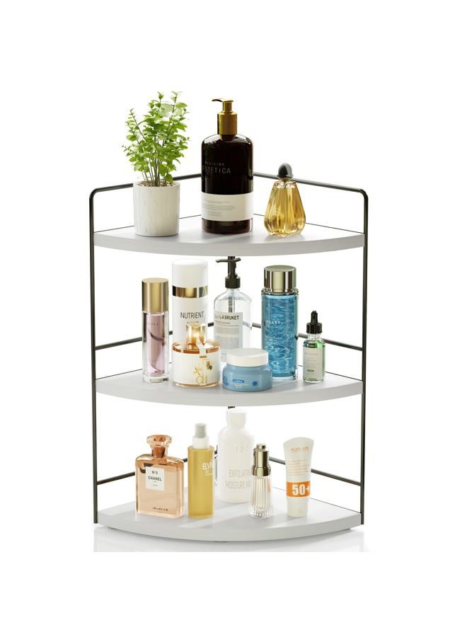ZGO 3-Tier Bathroom Organizer - Countertop & Corner Organizer, Makeup & Skincare Storage, Kitchen Counter Shelf - White - Image 1