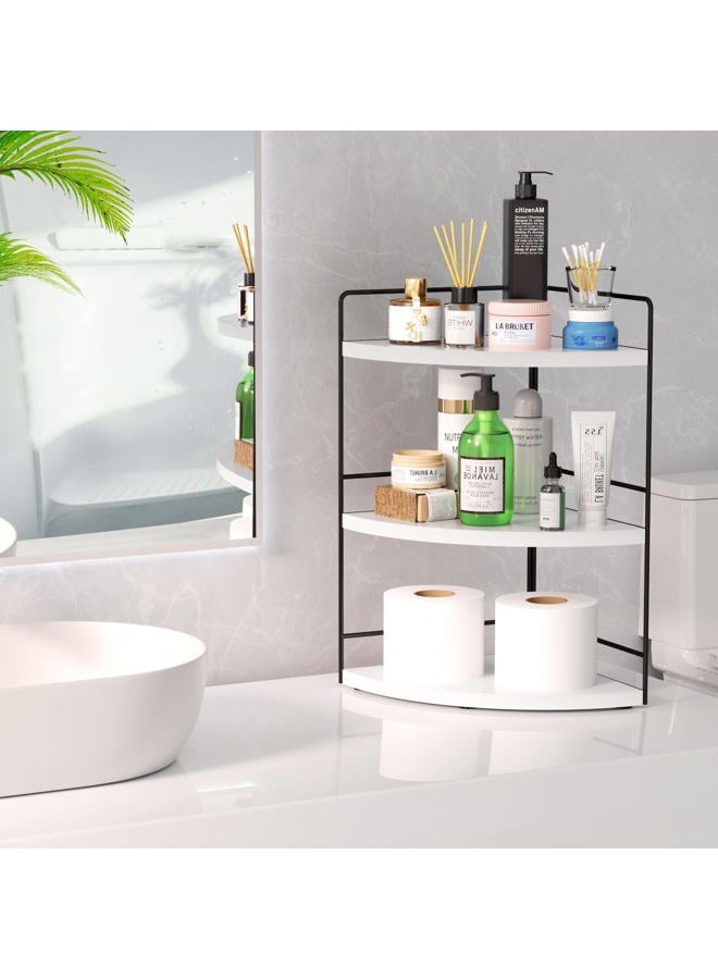 ZGO 3-Tier Bathroom Organizer - Countertop & Corner Organizer, Makeup & Skincare Storage, Kitchen Counter Shelf - White - Image 2