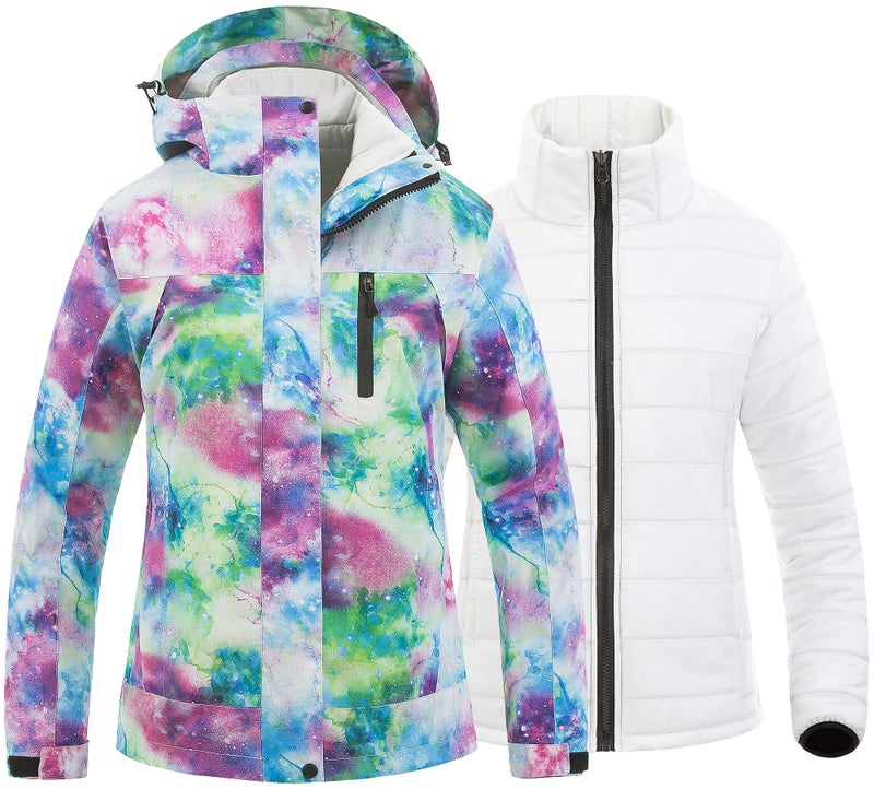 CREATMO US Women's Waterproof Ski Jacket Winter Snow Coat Hooded Raincoat Star M - Image 1