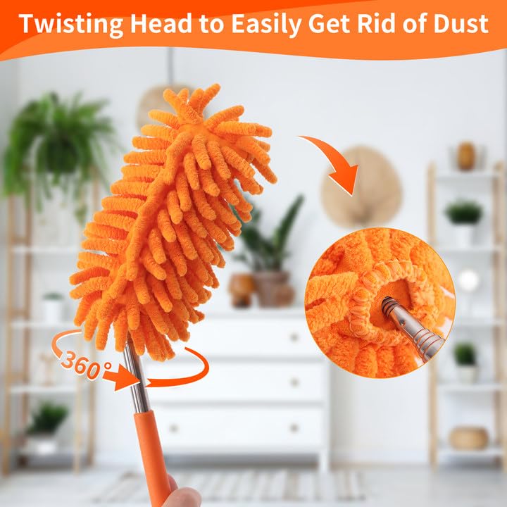 TIMIVO Mini Duster for Cleaning, 360Â° Bendable Hand Dusters with Extension Pole, Washable Small Duster for Car Interior, Office, Furniture - Image 2