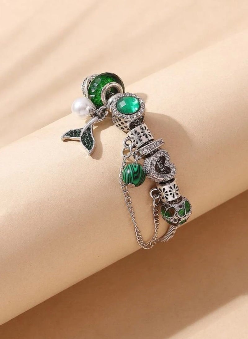 نون-شى اسوارة نسائية مطلية بالفضة ومرصعة بالزركون - Image 3