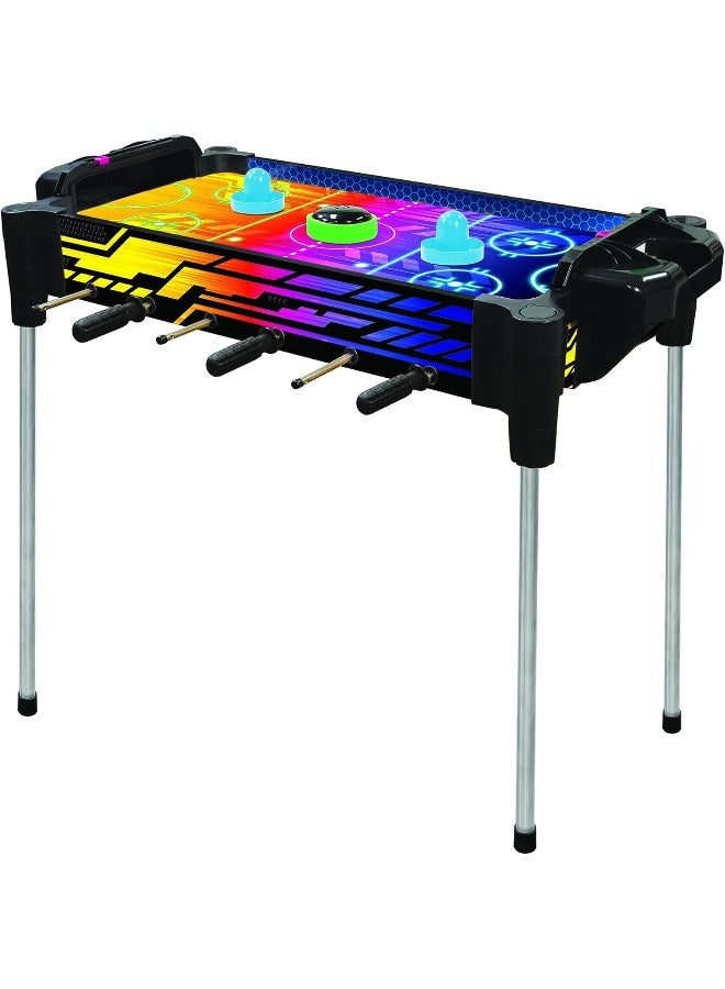 Ambassador MA 27" (68.5cm) 2-in-1 Reversible Football (Foosball/Soccer) & Hover Puck Air Hockey Table Neon Version - Image 2