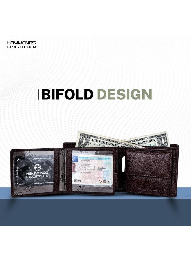 HAMMONDS FLYCATCHER Genuine Leather Wallet for Men, RFID Protected Leather Purse for Men, Money Purse for Men, Bi-Fold Wallet, 6 Card Slots, 3 ID Slots, Coin Pocket, Hidden Pockets - Brown - Image 5