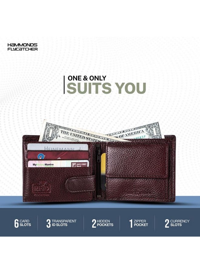 HAMMONDS FLYCATCHER Genuine Leather Wallet for Men, RFID Protected Leather Purse for Men, Money Purse for Men, Bi-Fold Wallet, 6 Card Slots, 3 ID Slots, Coin Pocket, Hidden Pockets - Brown - Image 4
