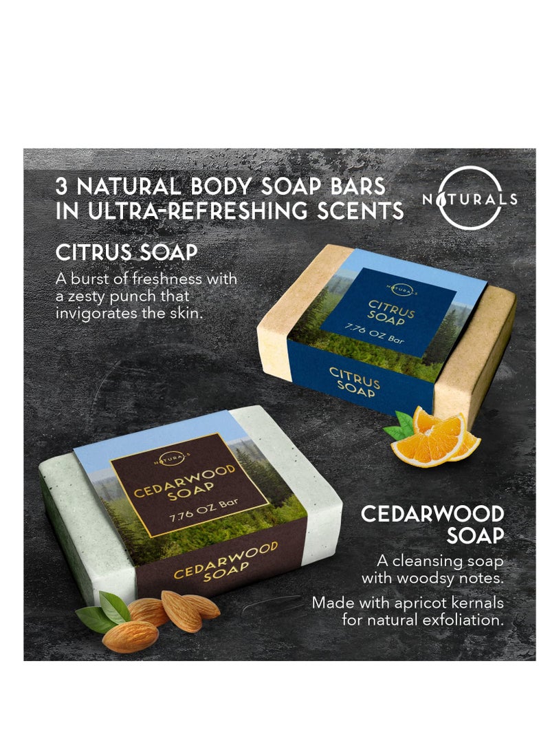 O Naturals O NATURALS Bar Soap for Men - 3-Pcs Mens Soap Bar - Natural Soap - Mens Bar Soap - Men Soap - Natural Soap for Men - Organic Men's Soap Bars - Exfoliating Soap Bar - Citrus, Olive & Cedarwood  - Image 1