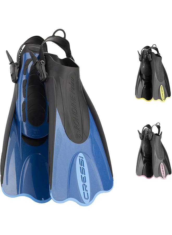Cressi Adult Short Adjustable Fins Snorkeling Versatile Open Heel To Use Also Barefoot Palau Saf: Made In Italy - Image 1