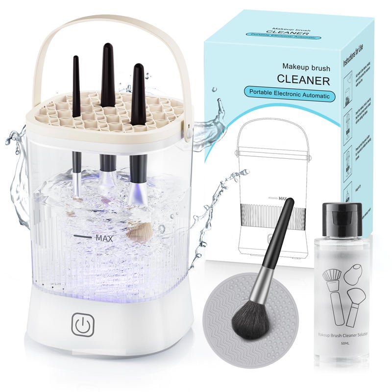 Azang Electric Makeup Brush Cleaner - 9000 RPM Makeup Brush Cleaning Machine, IP65 Waterproof Automatic Makeup Brush Cleaner for Makeup Sponges and Brushes(White) - Image 1