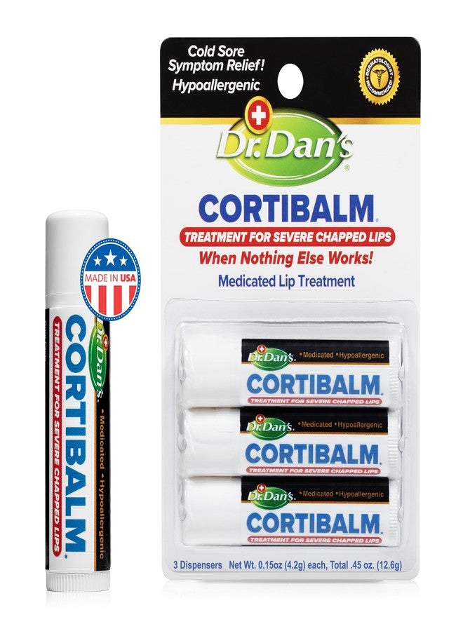 Dr. Dans Dr. Dan's Cortibalm -3 Pack -for Dry Cracked Lips - Healing Lip Balm for Severely Chapped Lips- Designed for Men, Women and Children - Image 1