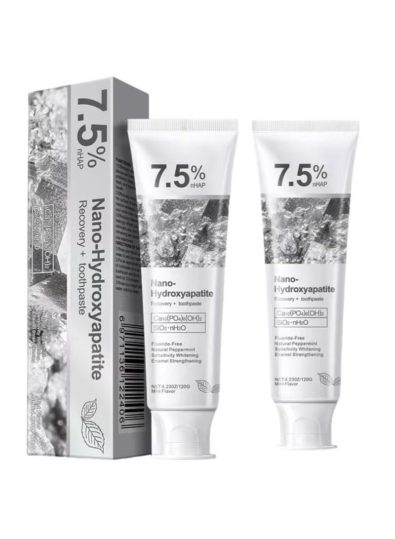 75%Hydroxyapatite Toothpaste for Advanced Enamel Protection, Gentle and Effective Formula, Fluoride-Free Toothpaste for Sensitive Teeth, 4.23oz*2BOX - Image 1