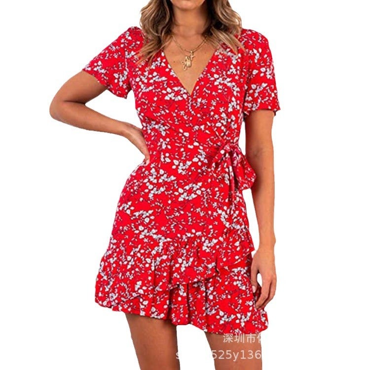 Butterfly Tie Floral Print V-Neck Dress - Image 5