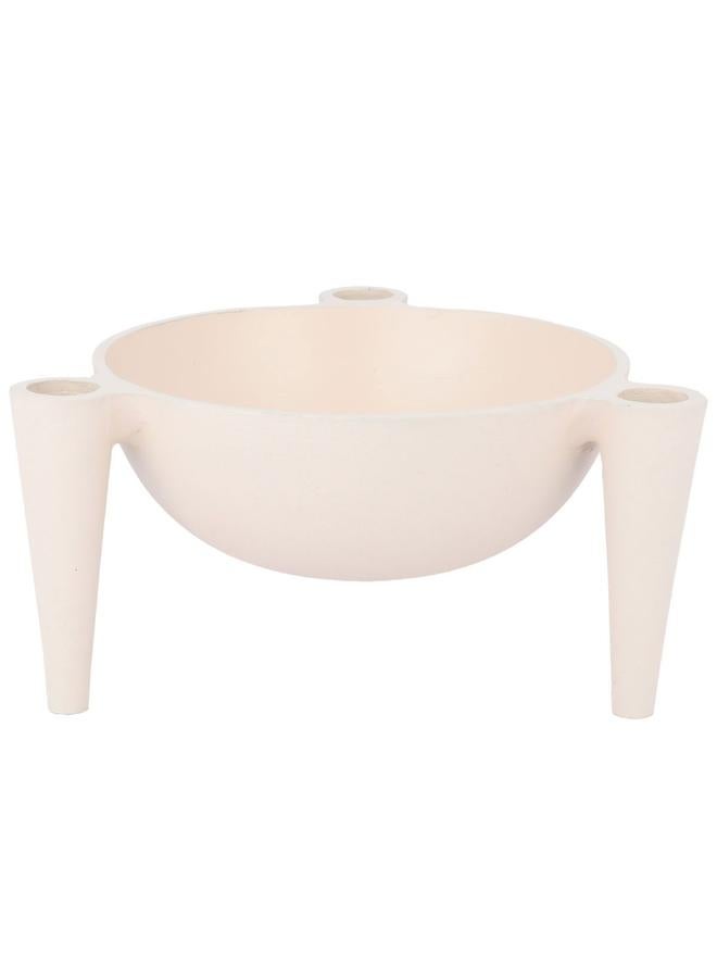 السيف  وعاء تقديم من الحديد المطلي مقاس 20×20×10 سم مع أرجل شمعة باللون البيج الفاتح - Image 1