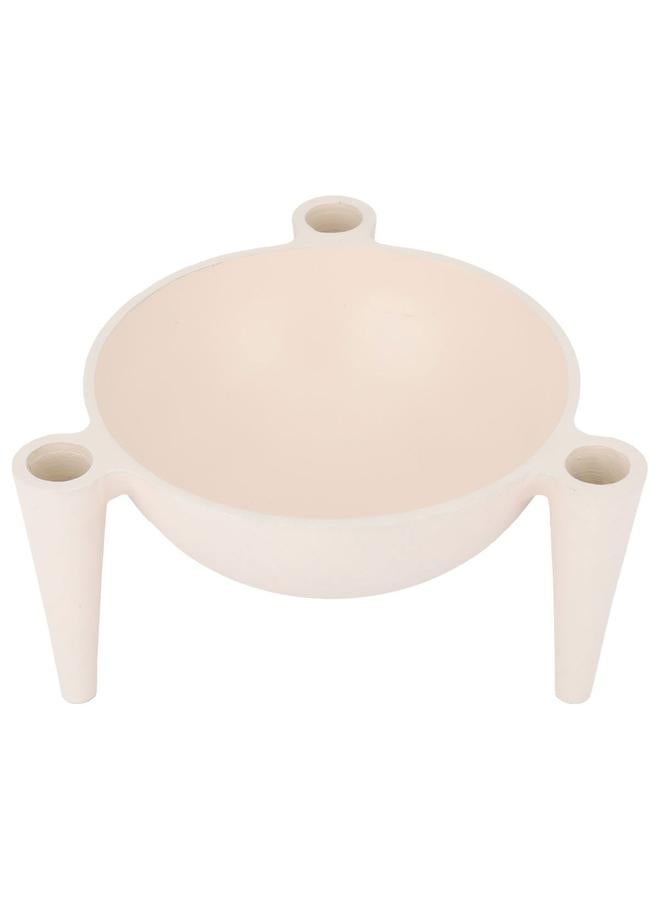 السيف  وعاء تقديم من الحديد المطلي مقاس 20×20×10 سم مع أرجل شمعة باللون البيج الفاتح - Image 2