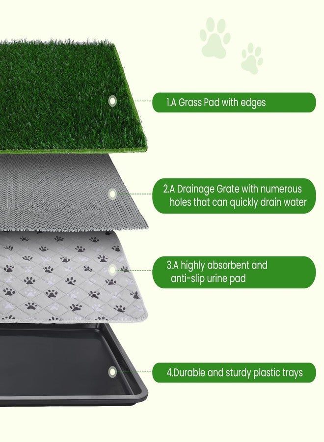 FURWEY FURWAY Dog Grass Pad with Tray Artificial Grass Puppy Pee Pad for Dogs, Reusable 4-Layer Training Potty Pad with Tray, Quick Absorbent Indoor & Outdoor Portable Dog Patio Potty ( 35.4"x23.6") - Image 3